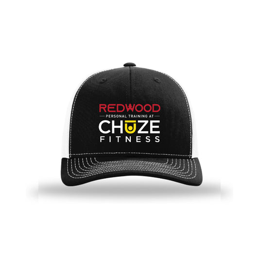 Trucker Snapback Hat - Black/White- Redwood Chuze